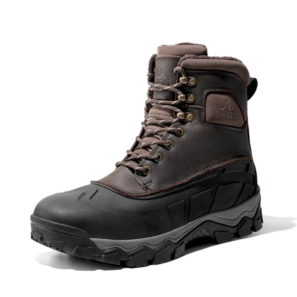 Men's Insulated Water-Resistant Snow  Boots - DARK BROWN -  0